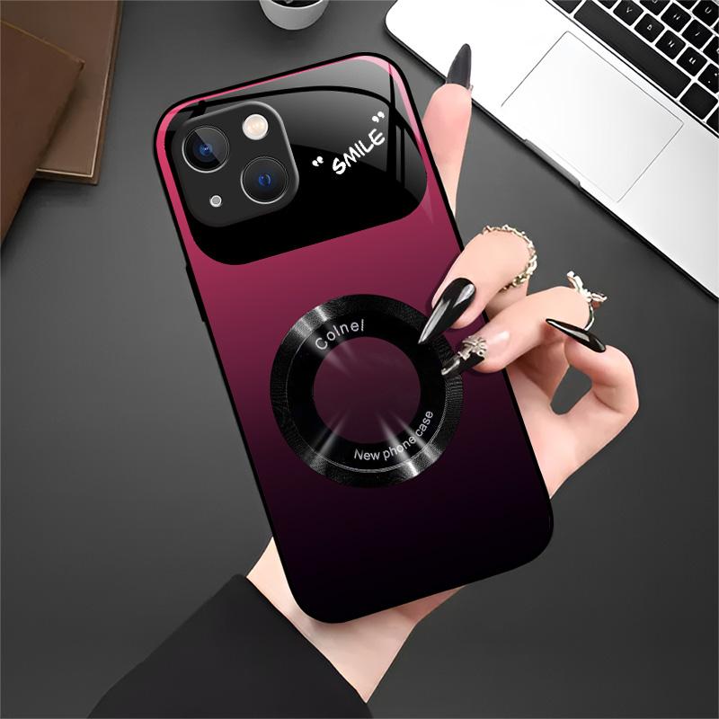 Gradient Glass Magnetic Phone Case for 【iPhone 15 Plus】, Luxury Matte Shockproof Cover with Camera Lens Protector 666