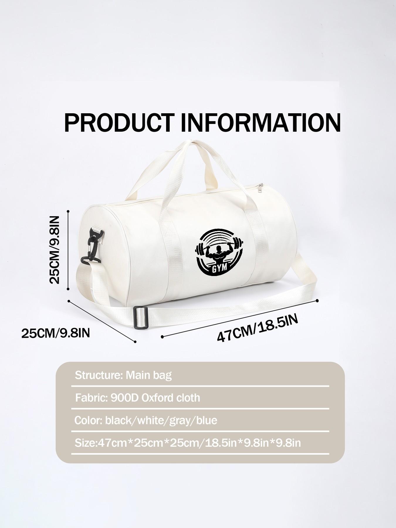 Gym Weightlifting Muscle Print Round Fitness Bag, Large Capacity Sporty Backpack, Handheld Crossbody Travel Bag, Versatile Two-In-One Design