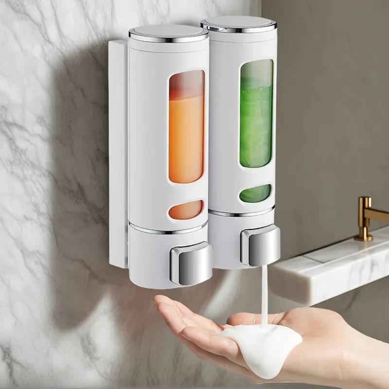 Wall Mounted Shampoo & Conditioner Dispenser Set, No Drill Installation, 400ML Liquid Soap Shower Pump, Bathroom Organizer