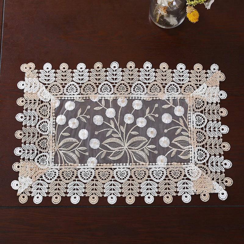 European Coffee Table Cloth, Lace Fabric Dust Cover, TV Stand Tablecloth, American Makeup Desk Protector, Long Shoe Cabinet Cover