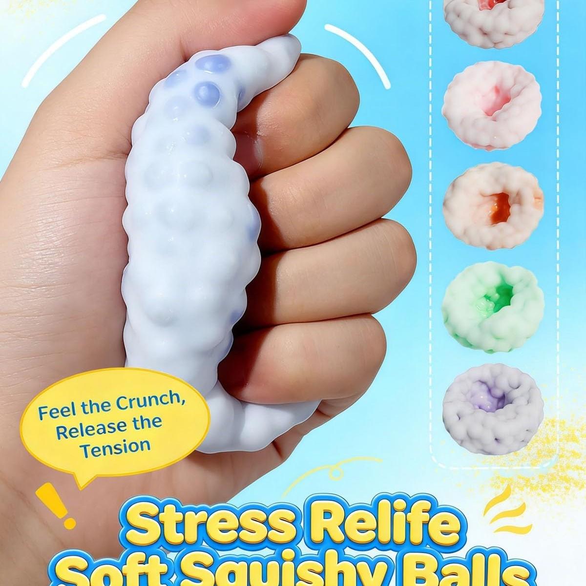 Squishy Crunchy Stress Ball, Sensory Fidget Toy, Stress Relief for Adults & Kids