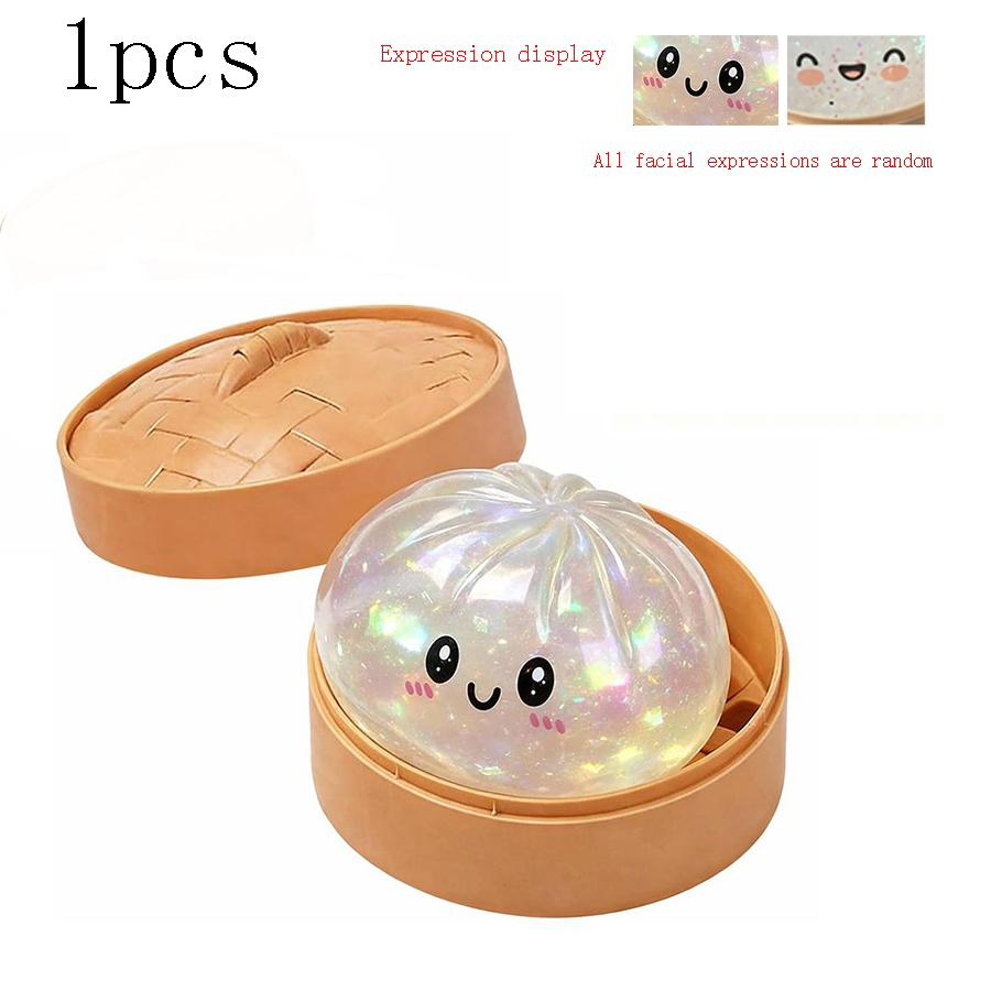 Glitter Dumpling Squishy with Box, Soft Sensory Squeeze Toy for Stress Relief, Mystery Glitter Dumplings, Decompression Dough