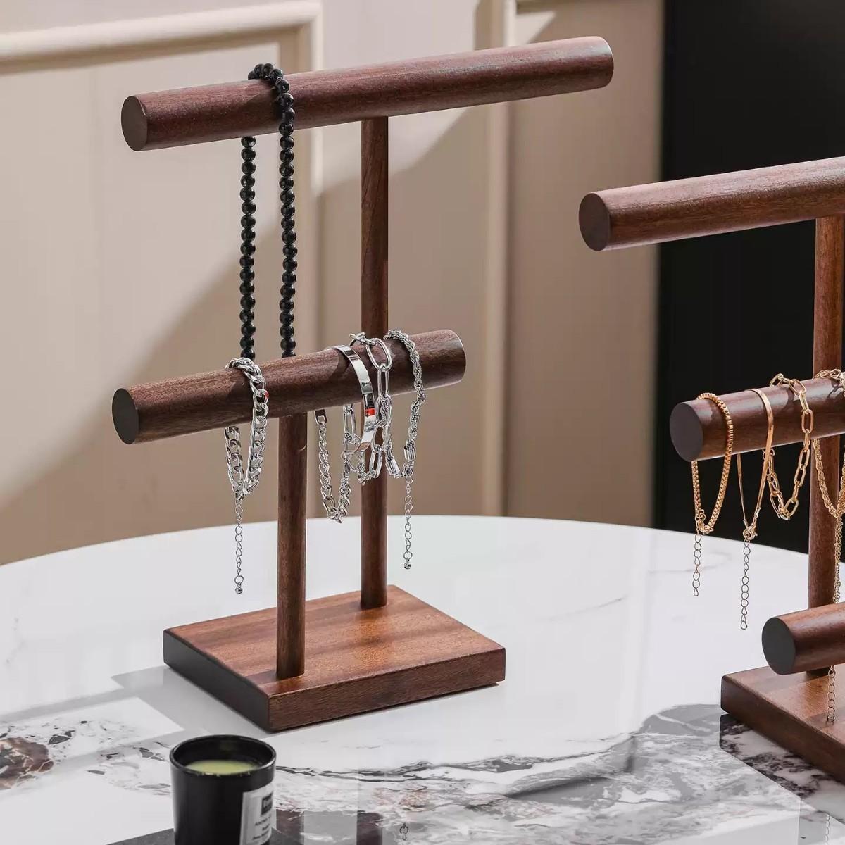 Solid Wood Bracelet Display Stand, Hair Tie Holder, Jewelry Rack, Bangle Showcase, Live Streaming Stall Organizer, Decorative Prop