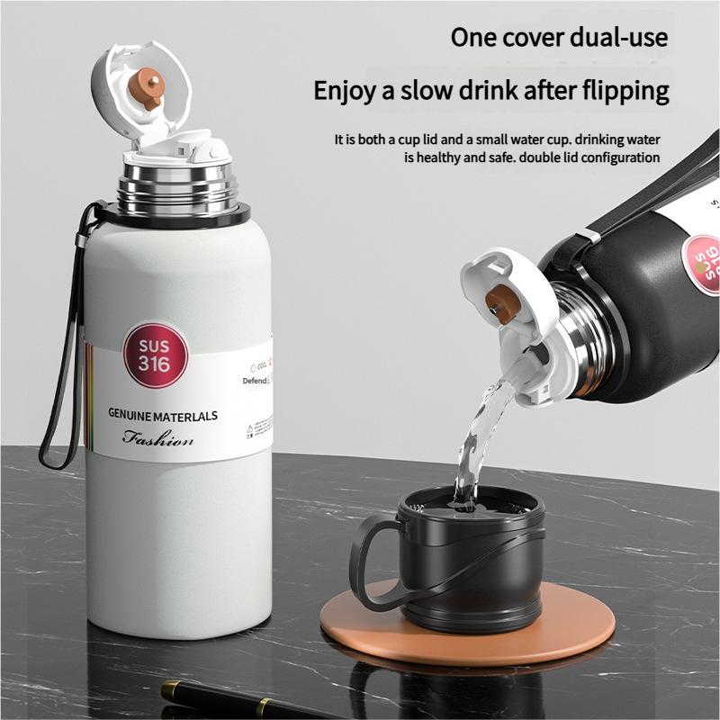 Stainless Steel Insulated Water Bottle, 20oz (600ML) Vacuum Flask with Handle, Smart Temperature Display, Large Capacity Car Cup, Vacuum Insulated Tumbler