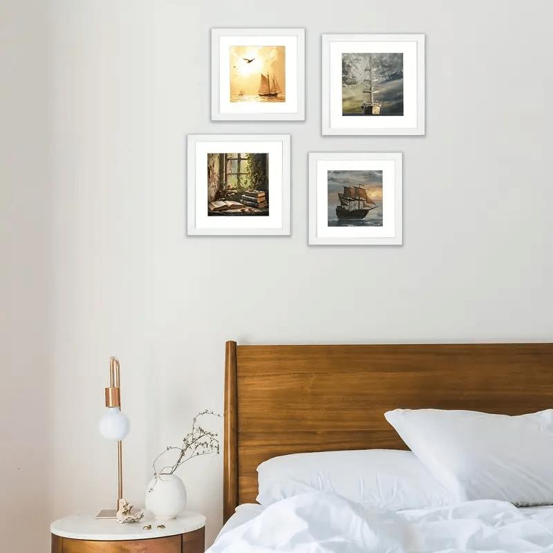 10-piece/5-piece/2-piece square wall-mounted picture frames available in 4x4/6x6/8x8 inches, classic style, Sturdy frame design, hold photos, paintings, sketches and art pieces, Home Decoration, Picture Frame Set