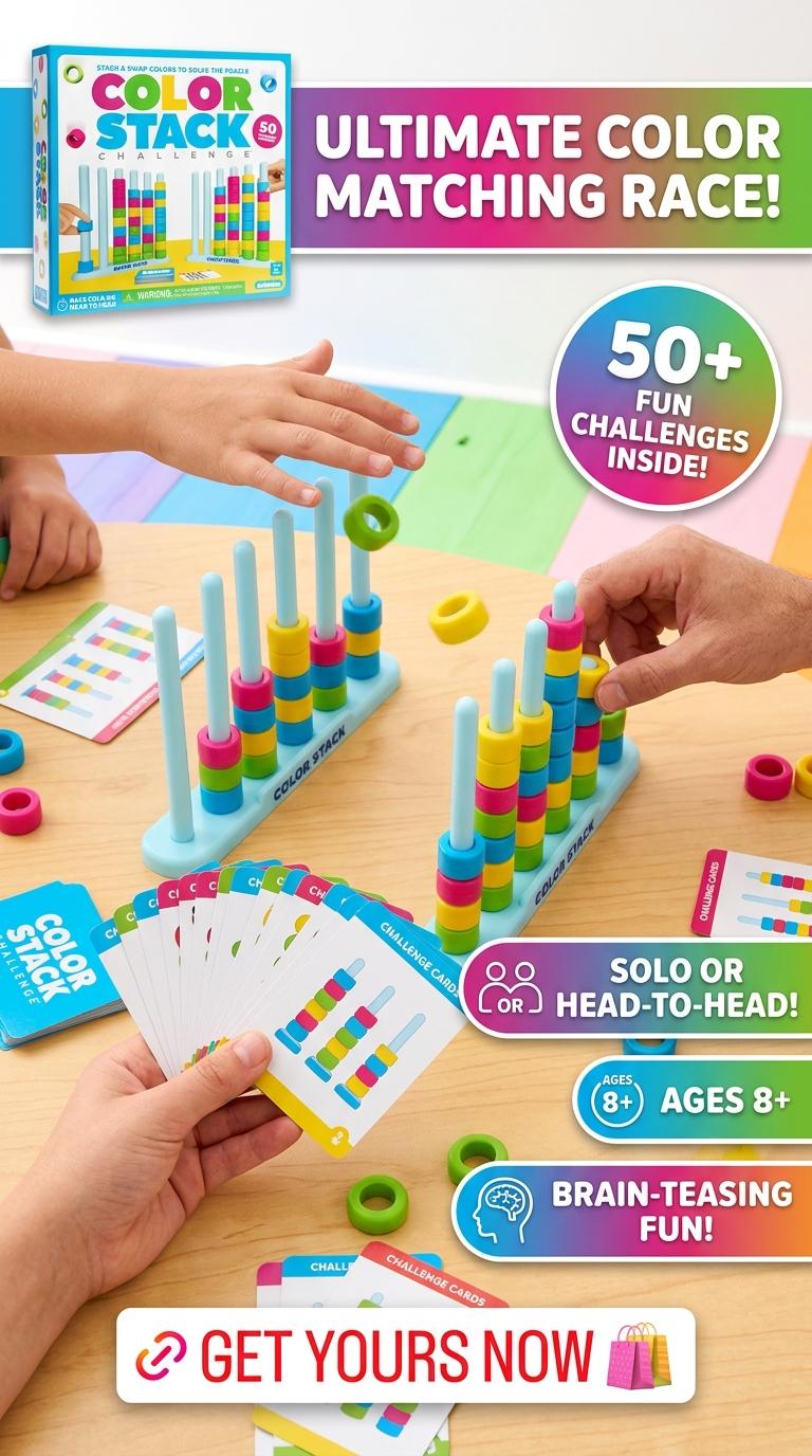 New Tk Fun Color Stacking Game, Brain Teaser Challenge, Party and Family Game Night, Model Tyct036, No Ca Prop 65, No Ca Prop 65 Ca
