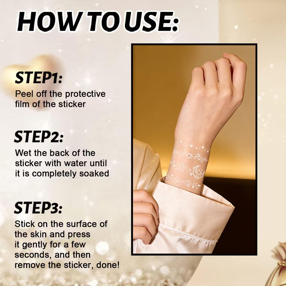 2 Sheets Glow in the Dark Star & Moon Temporary Tattoos, Easy to Apply, Ideal for Vacations, Parties, Daily Wear, Atmospheric Exotic Looks