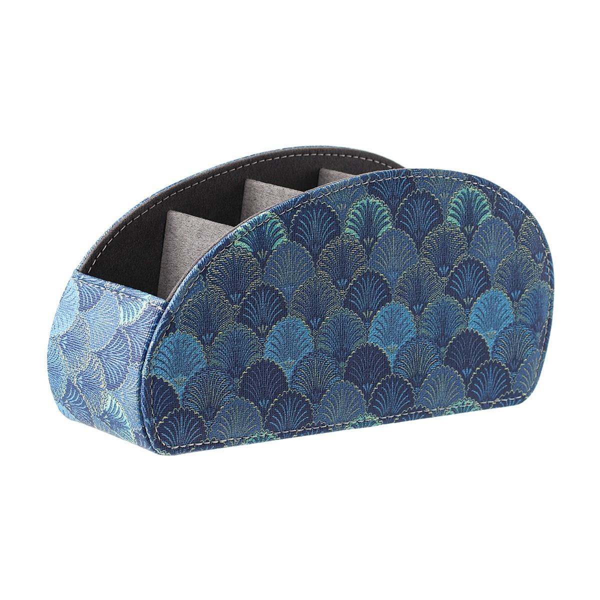 TV Remote Control Holder with 5 Compartments,Pu Leather Remote Caddy/Box/Tray Bedside Table Desk Storage Organizer for DVD, Blu-Ray, Media Player, Heater Controllers and Cosmetics Office Supplies