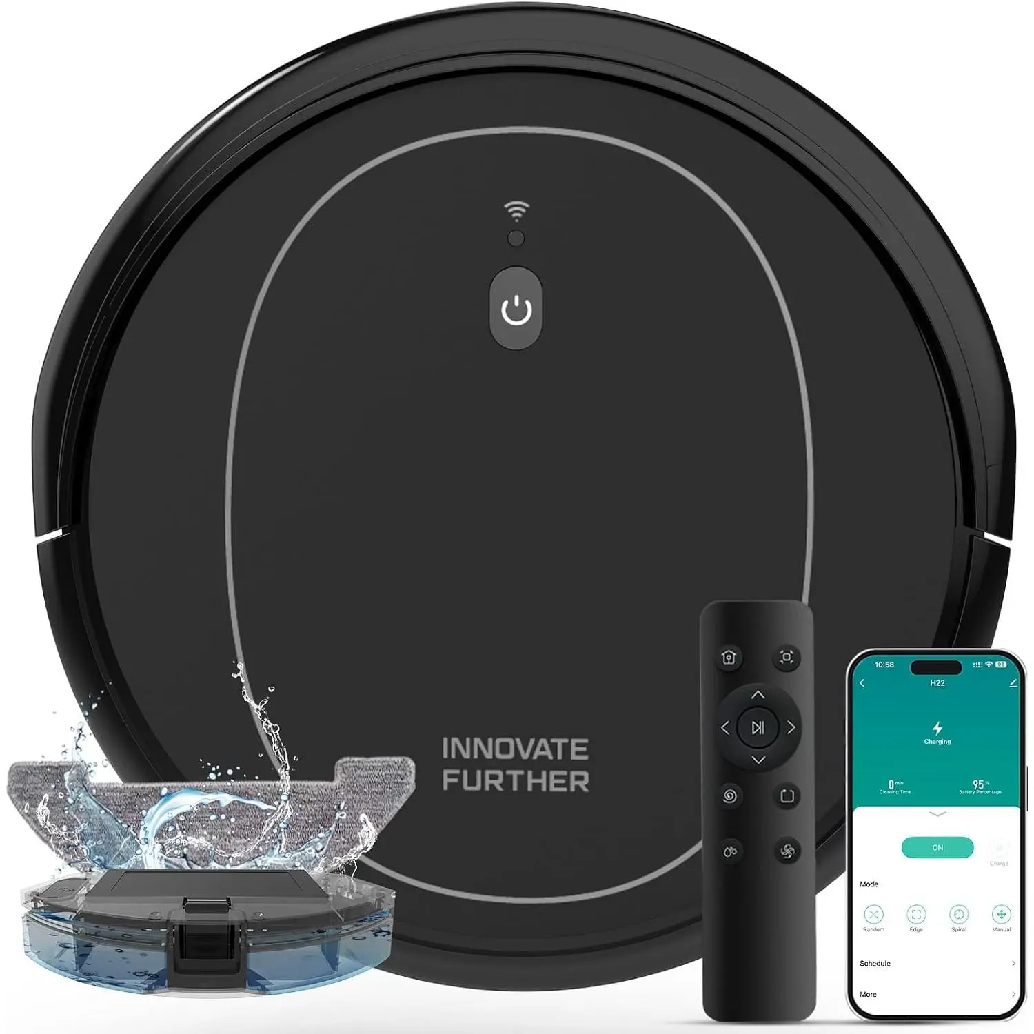 Robot Vacuum and Mop Combo, 5000Pa Self-Charging Robotic Vacuum with App Control, 3-in-1 Cleaning with Smart Obstacle Avoidance, Ideal for Pet Hair, Carpet and Floors, Slim and Quiet