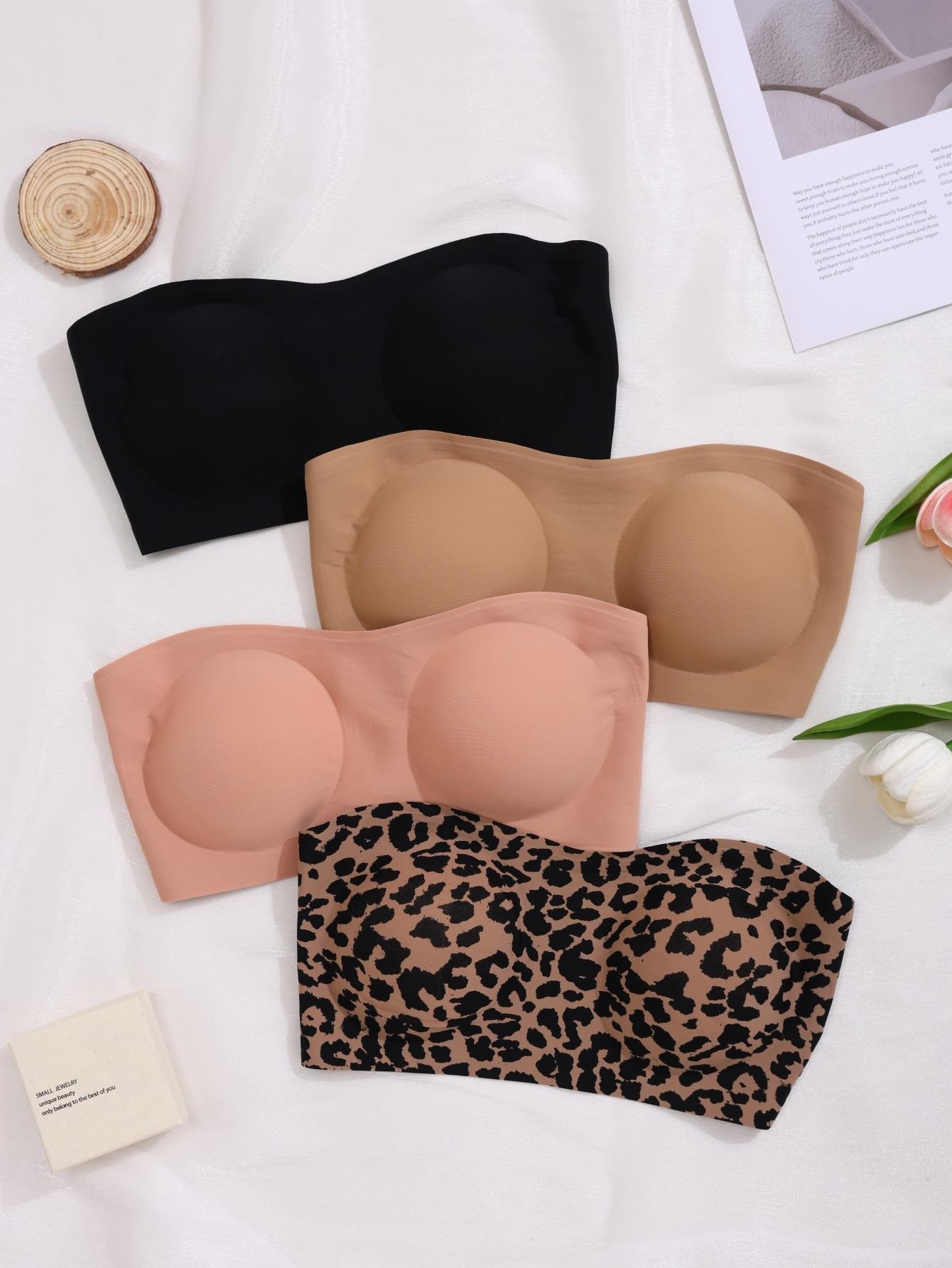 Women's Backless Bralette Set, Leopard & Solid Colors, Adjustable Straps, Crisscross Buckle Design, Comfortable Detachable Pads