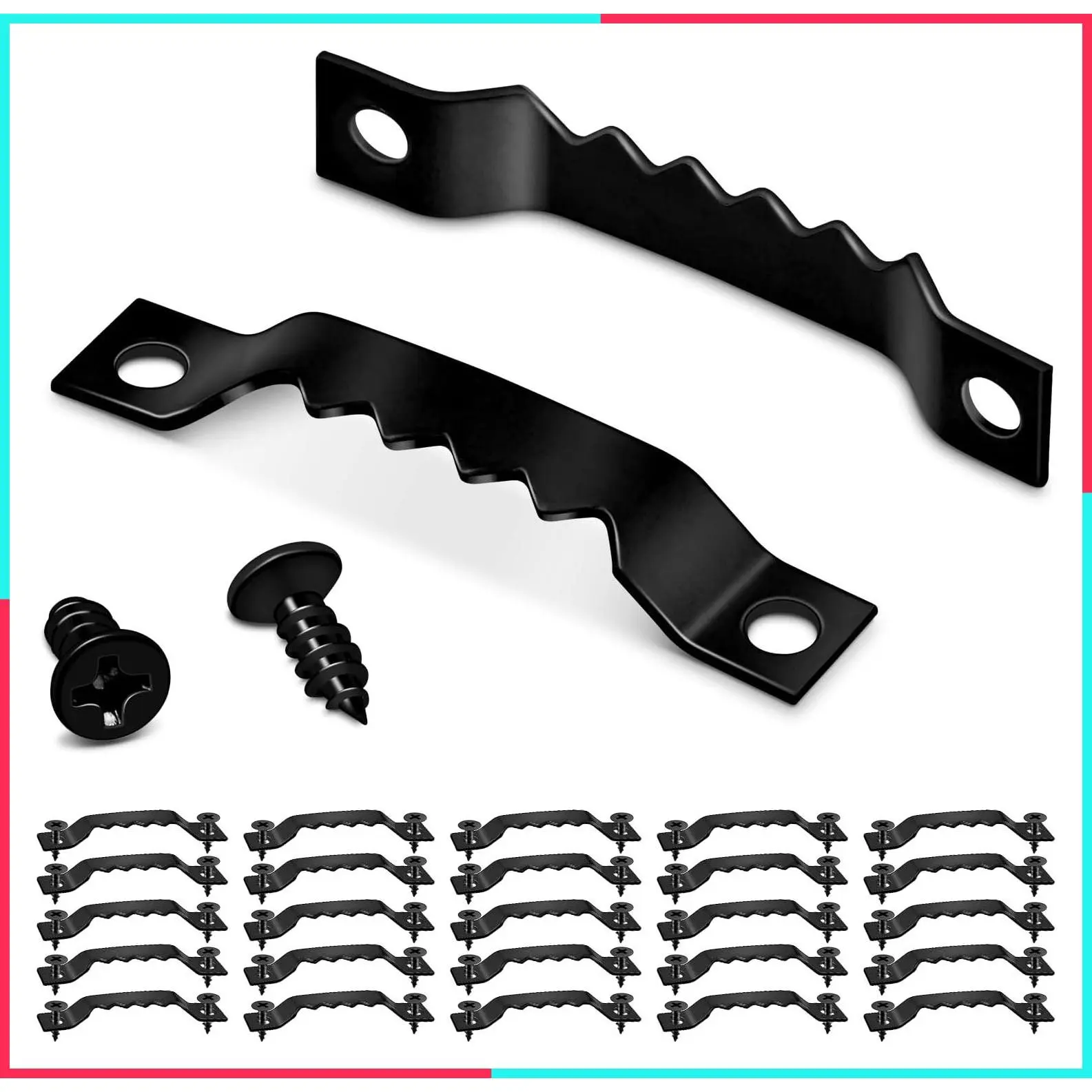 100 Sets Sawtooth Picture Hangers, Picture Frame Hanging Hardware for Photos Canvas Wood Clock Artwork Home Decoration (Black)