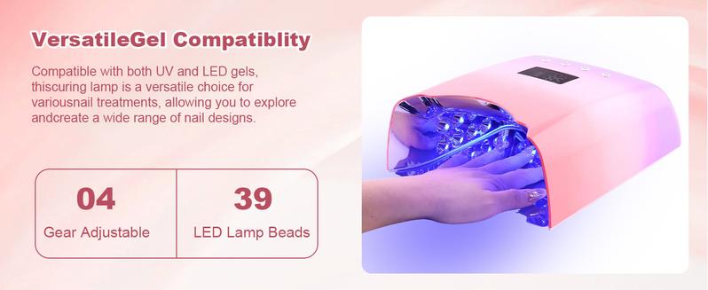NEO Cordless & Rechargeable Nail Curing Lamp 78W with 4 LCD Time Display Timer, Auto Sensor, and Spacious Interior for All Hand Sizes and Nail Lengths (Gradient Purple Pink/Gradient Pink Gold/Metallic Rose Gold),Infrared Sensor Nail Dryer Lamp