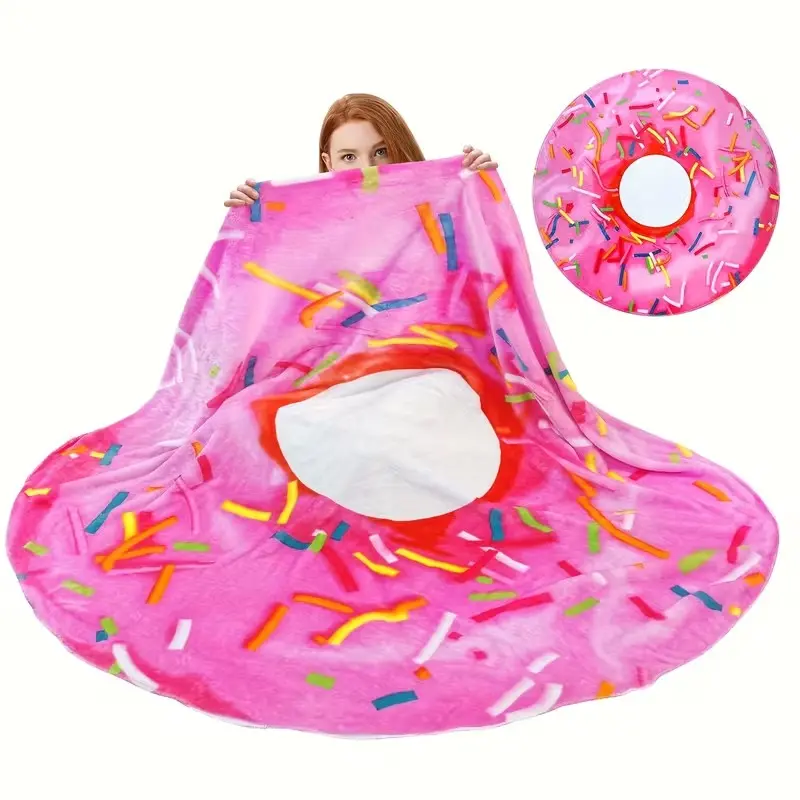 Comfortable Fashion Flannel Blanket with Realistic Food Prints, Fun Burrito Pizza Donut Design, Multiple Sizes, Funny Throw Blanket