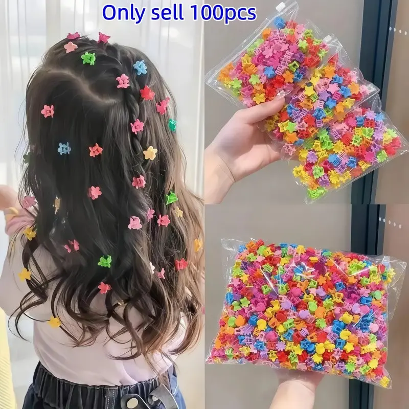 Cute Princess Hair Clips Set, 100 Pcs Mini Sweet Durable Accessories, Easy-To-Use Design, Comfortable Wear Perfect for Holidays & Parties, Fashion Hair Accessories