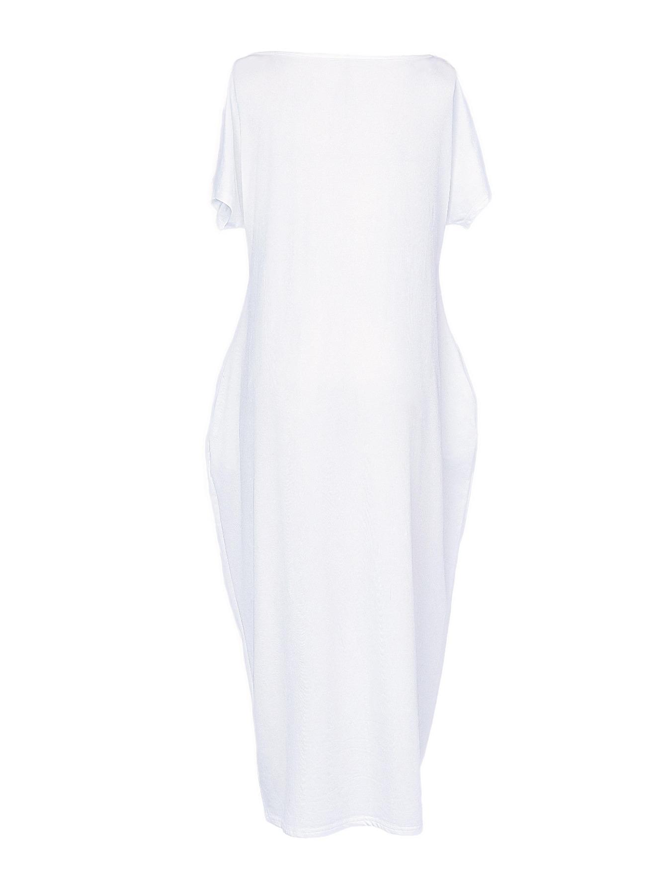 Women's Solid Color Batwing Sleeve Lounge Dress, Casual Comfy Short Sleeve Nightdress for Daily Wear, Ladies Sleepwear for All Seasons