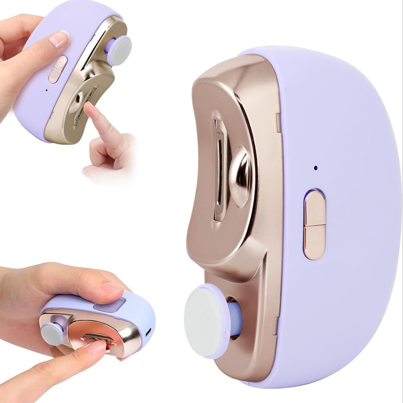 Electric Nail Clippers, Three-In-One Automatic Electric Nails with Polishing, USB Rechargeable with Light Scissors, Portable LED Nail Trimmer