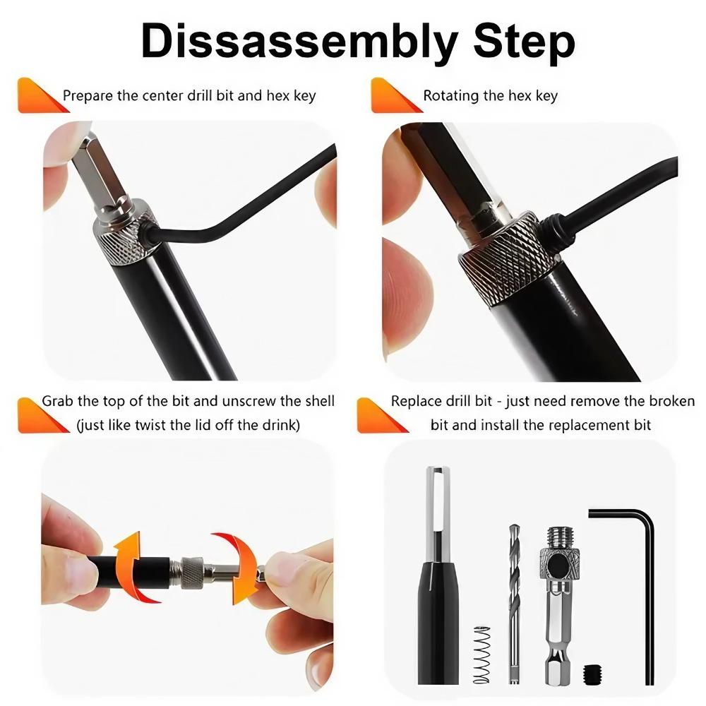 Precision Self-Centering Hinge Drill Bit Set, High-Accuracy Stainless Steel Guide for Wood & Metal, Industrial Anti-Slip Hard Alloy Bits, Heavy-Duty Anti-Breakage Kit for Furniture Making, DIY & Professional Installation, Non Slip Bit