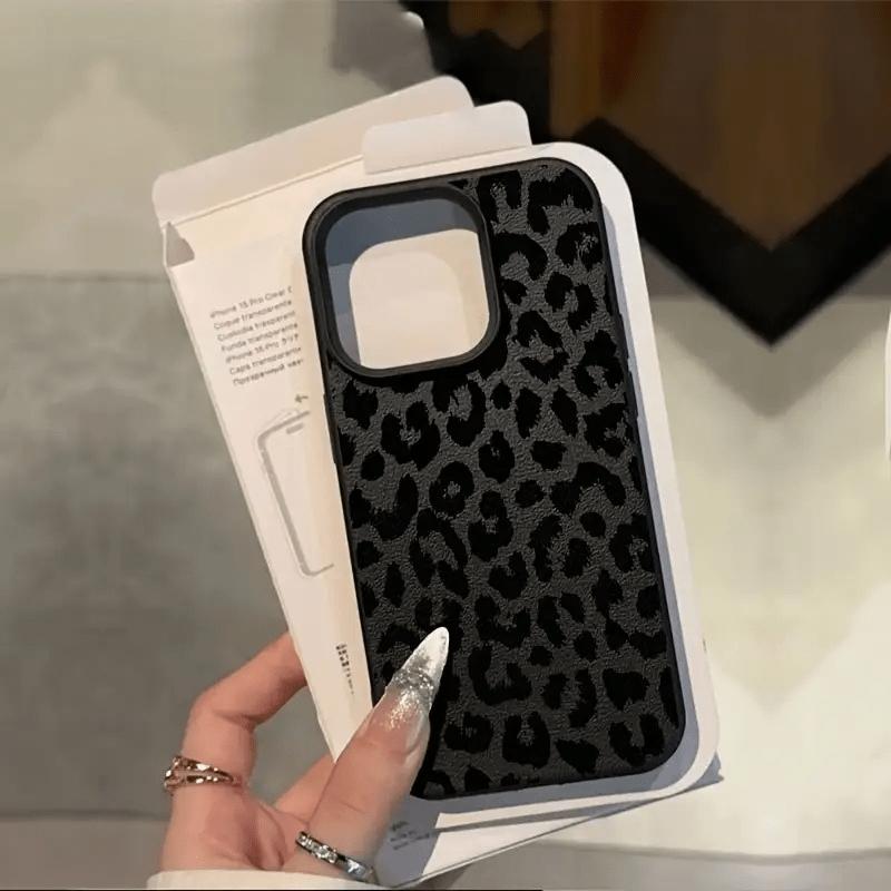 1Pc Black Leopard Brand Pattern All Inclusive Tpu Litchi Pattern Protective Mobile Phone Case For iPhone 16 15 14 13 12 11 Pro Max X XS XR 8 7 Plus Phone Case