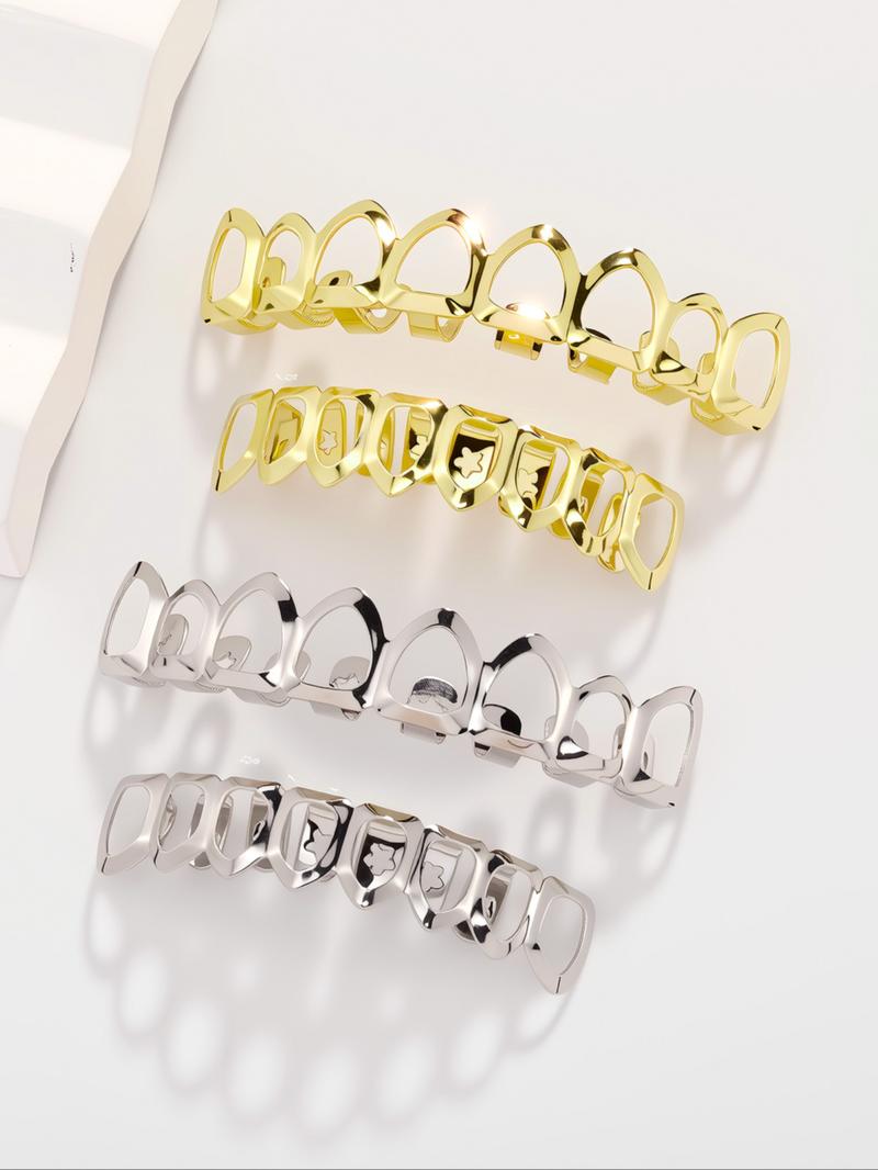CRUSH CR 18K Gold Plated Tooth Caps, Half Grillz and Tooth Gems Set, Gold and Silver Options, Perfect for Hip Hop Concerts, Club Nights, Casual Streetwear, Daily Outfits and Music Festivals