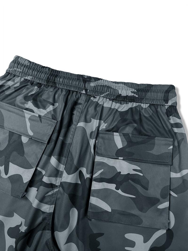 Men's New Camo Pants Fashion Outdoor Wide Leg Pants Large Pockets Decorative Woven Flare Pants Suitable for Young Casual Wear