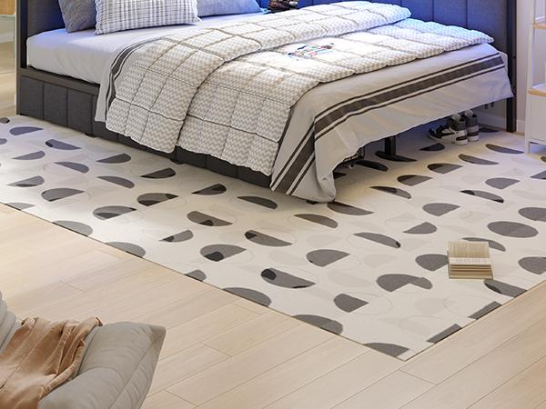 Hasuit Corner Bed Frame with Storage Drawers, Twin Daybed with Line Fabric Upholstered Fence, Kids Bed Unit with LED Light and Charging Station, Modern Bed Frame Twin Size