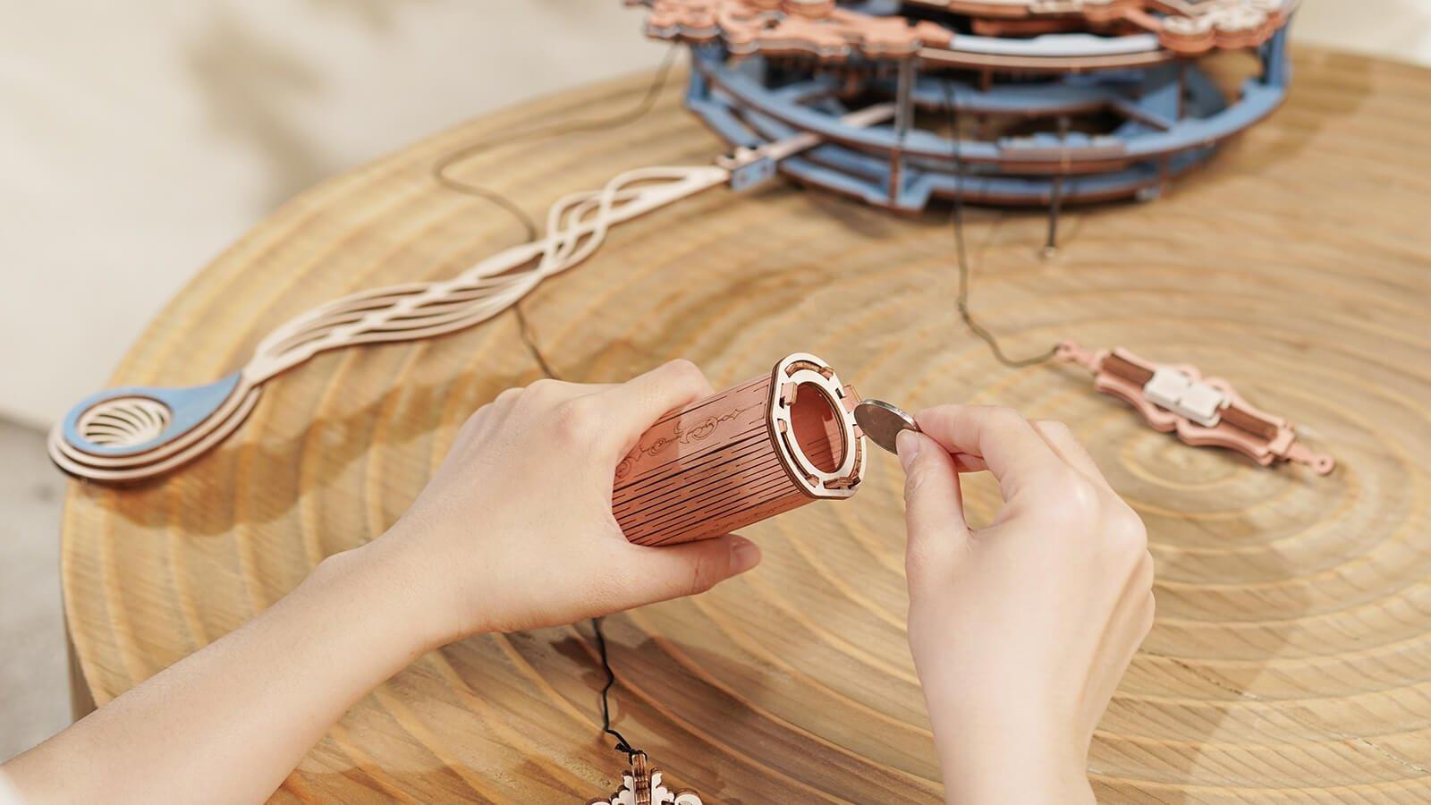 【self-assembly puzzle】ROKR Romantic Note Wall Clock Mechanical Gear 3D Wooden Puzzle LC701, Mechanical Building Model Kits DIY Romance Wall Clock Hobbies for Adults, Home Decor Gifts for Teens