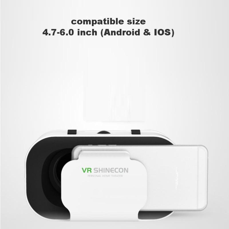 Shinecon Virtual Reality 3D VR Glasses Headset Device Helmet Goggles Lenses For Mobile Smartphone Smart Phone Cell Realidade Viar Game Controller movie film video show Viewer Eyewear Head-Mounted Compatible with 4.7-6.0 inch Phones