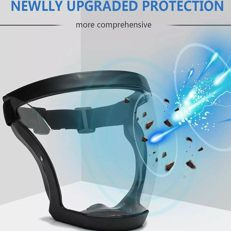 1PCS Transparent Face Mask Anti-Fog Outdoor Full Protection Face Shield HD Clear Mask Replace Safety Glasses (Black)