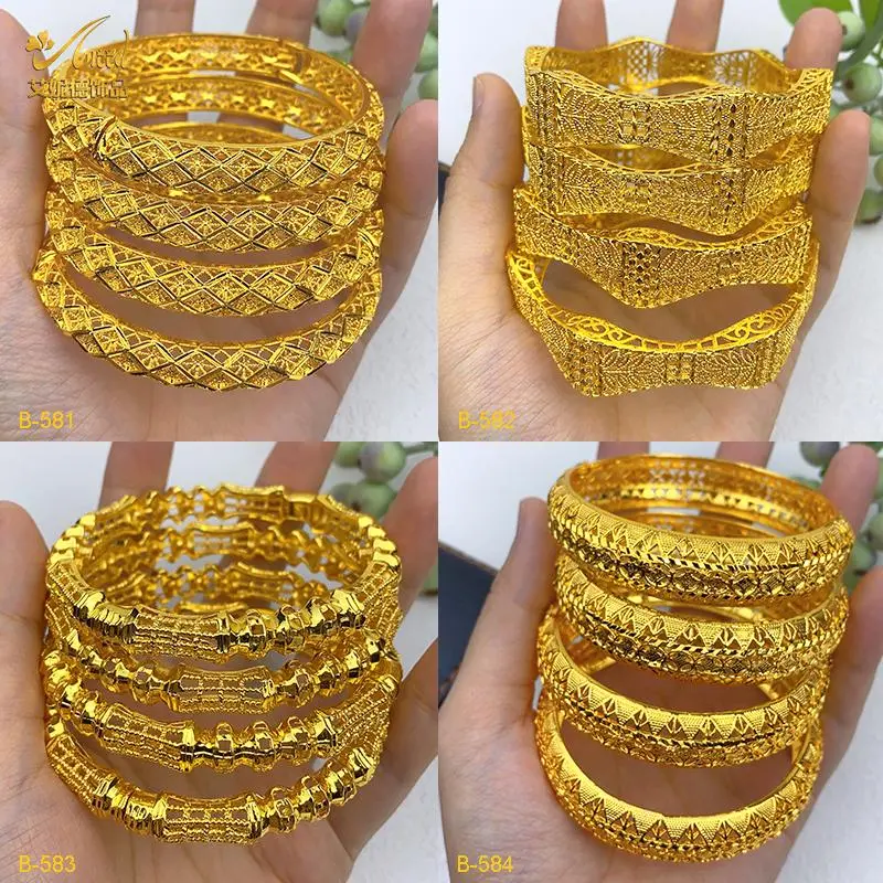 ANIID New African Women Luxury 24k Gold Plated Bracelets Dubai  Indian Bridal Bangles Ethiopian Hand Jewellery for Wedding Gifts