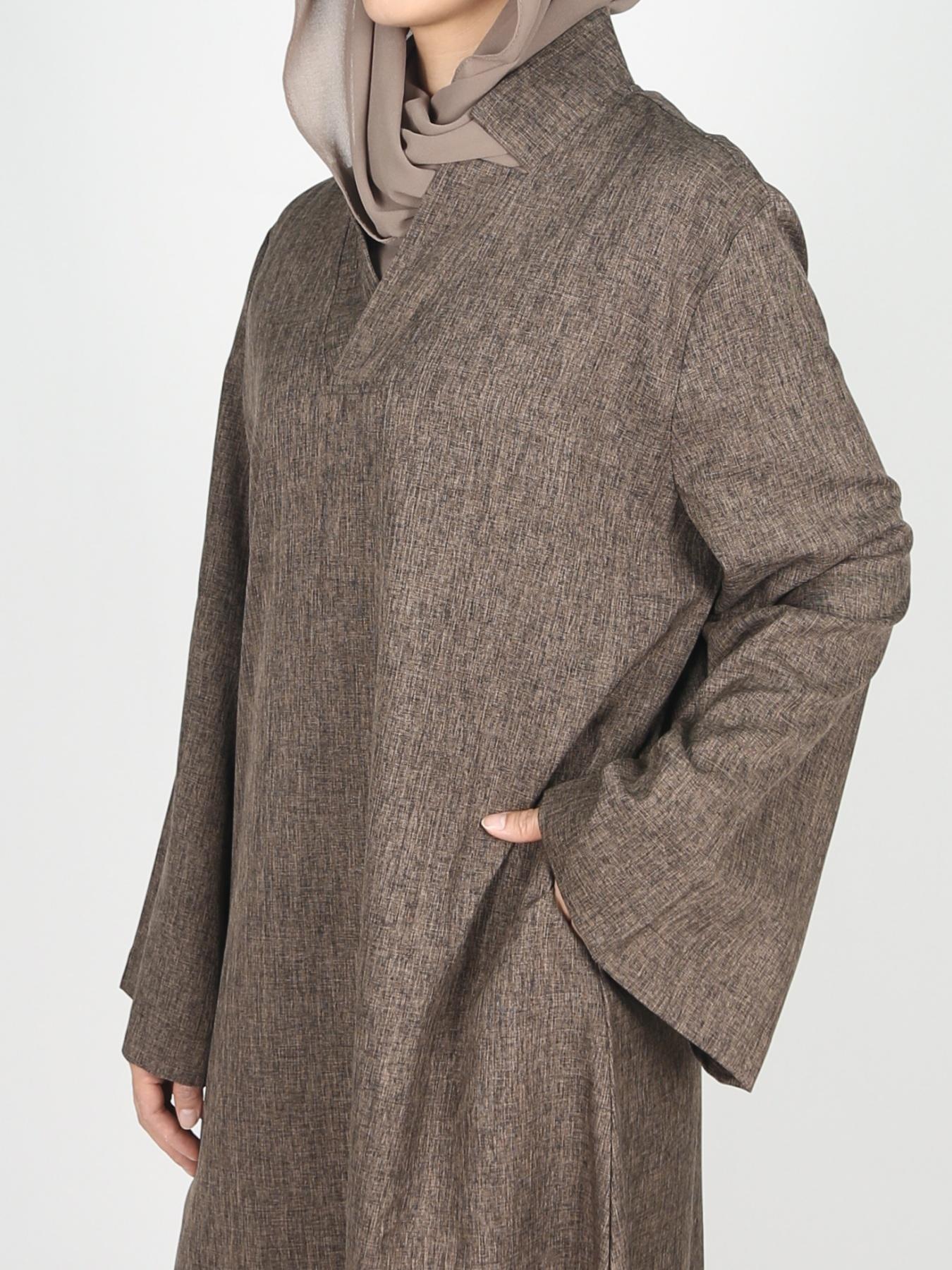 Women's Casual Loose Abaya Dress with Pockets, Daily Wear Modest Long Sleeve Kaftan, Comfortable Muslim Modesty Clothing for Women Caftan