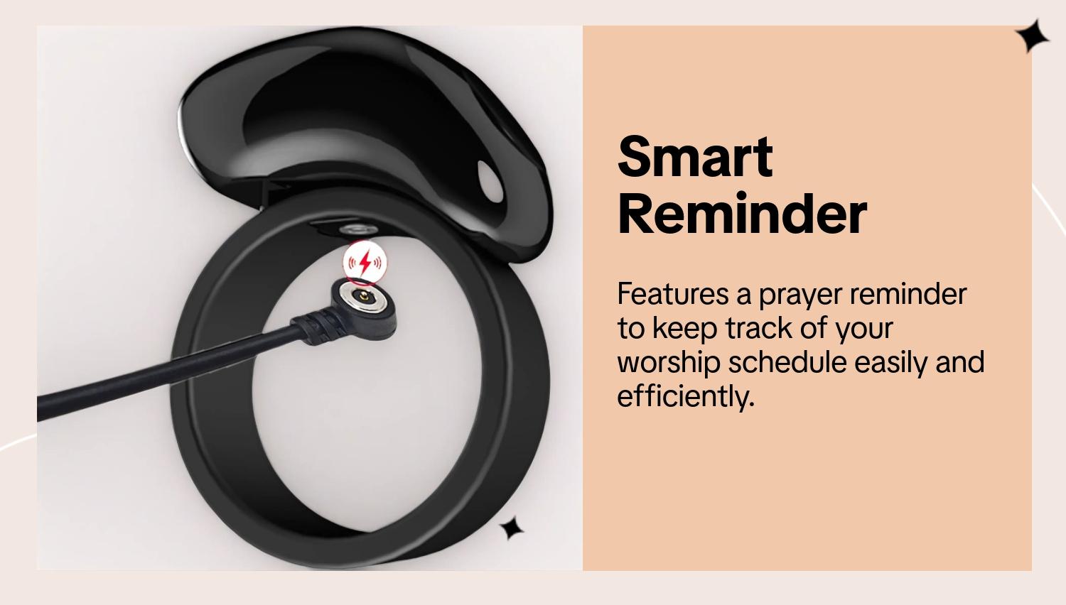 Smart Tasbih Prayer Beads Counter, 5 Times Azan Reminder, Oled Display, Ip67 Waterproof, Magnetic Charging, Size Options 18-20mm/20-22mm