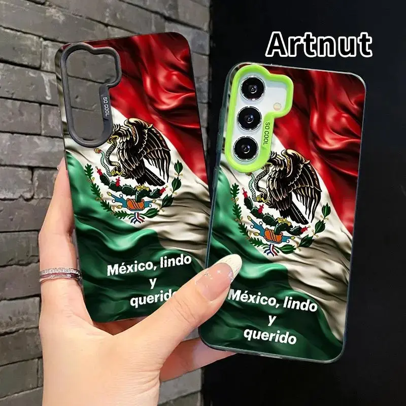 Matte Soft Silicone Protective Cover for Galaxy S22++ S23 Ultra S24 Plus S25 Ultra - Proud Mexico Pattern, Military-Grade Anti-Drop, Slim Fit Durable Casing, Comfy Grip, Non-Slip Camera Protector Accessory