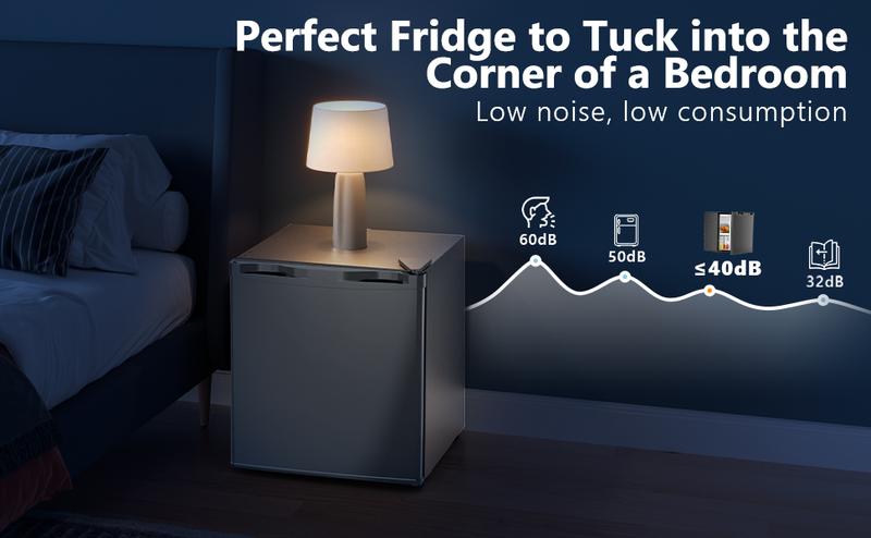 COWSAR 1.6 Cu.ft Mini Fridge with Freezer, Compact Single Reversible Door Refrigerator, Adjustable Thermostat, Ultra Quiet, Energy Efficient for Office, Dorm, Bedroom, Apartment