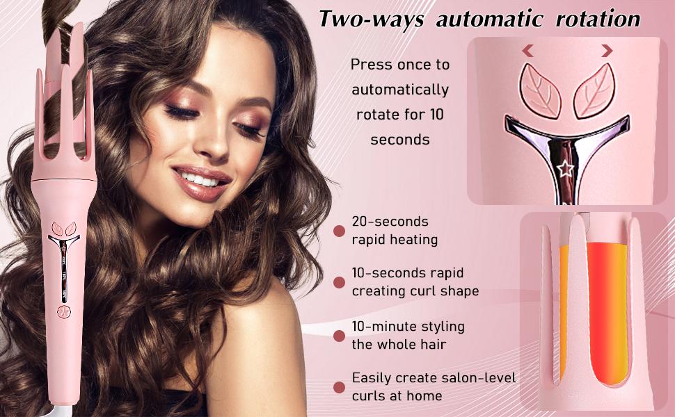 Automatic Curling Iron, Hair Curler Automatic Rotating, 1.25Inch Auto Rotating Curling Iron with 3 Temp& LCD Display,Ceramic Hair Curler Fast Heating Up Anti-Stuck Auto Shut-Off Dual Voltage