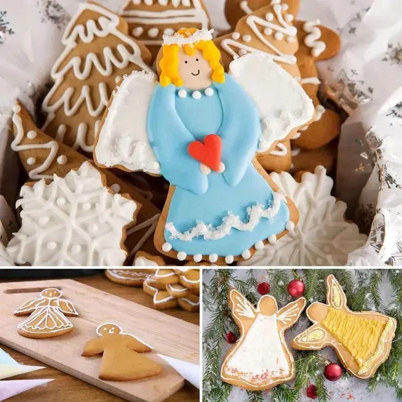 3-piece set of Christmas themed cartoon cookie molds, with fun designs and 3 cute styles to choose from; High quality stainless steel material, specially designed for home baking, essential for Christmas cookies, creating a festive atmosphere dessert.
