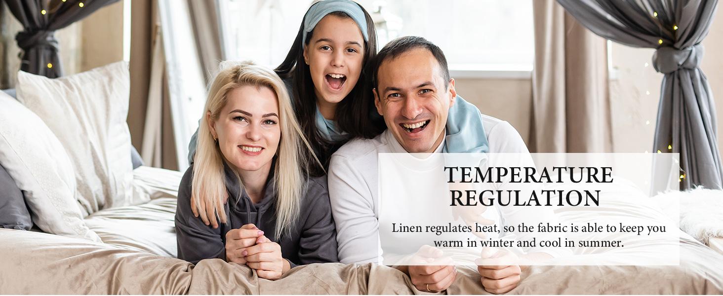 Simple&Opulence 100% French Linen Sheet Set Handmade Hemstitch-Natural Flax Farmhouse Bed Sheets( Flat Sheet, Fitted Sheet, Pillowcase)-Solid Color Soft Breathable Bedding