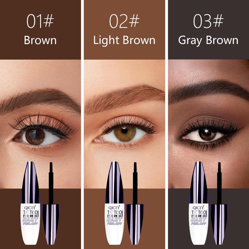 Easy Peel-Off Eyebrow Gel-Waterproof&Sweatproof, Long-Lasting Black or BrownTattooTint, Film Forming, Medium Coverage for AllSkinTypes