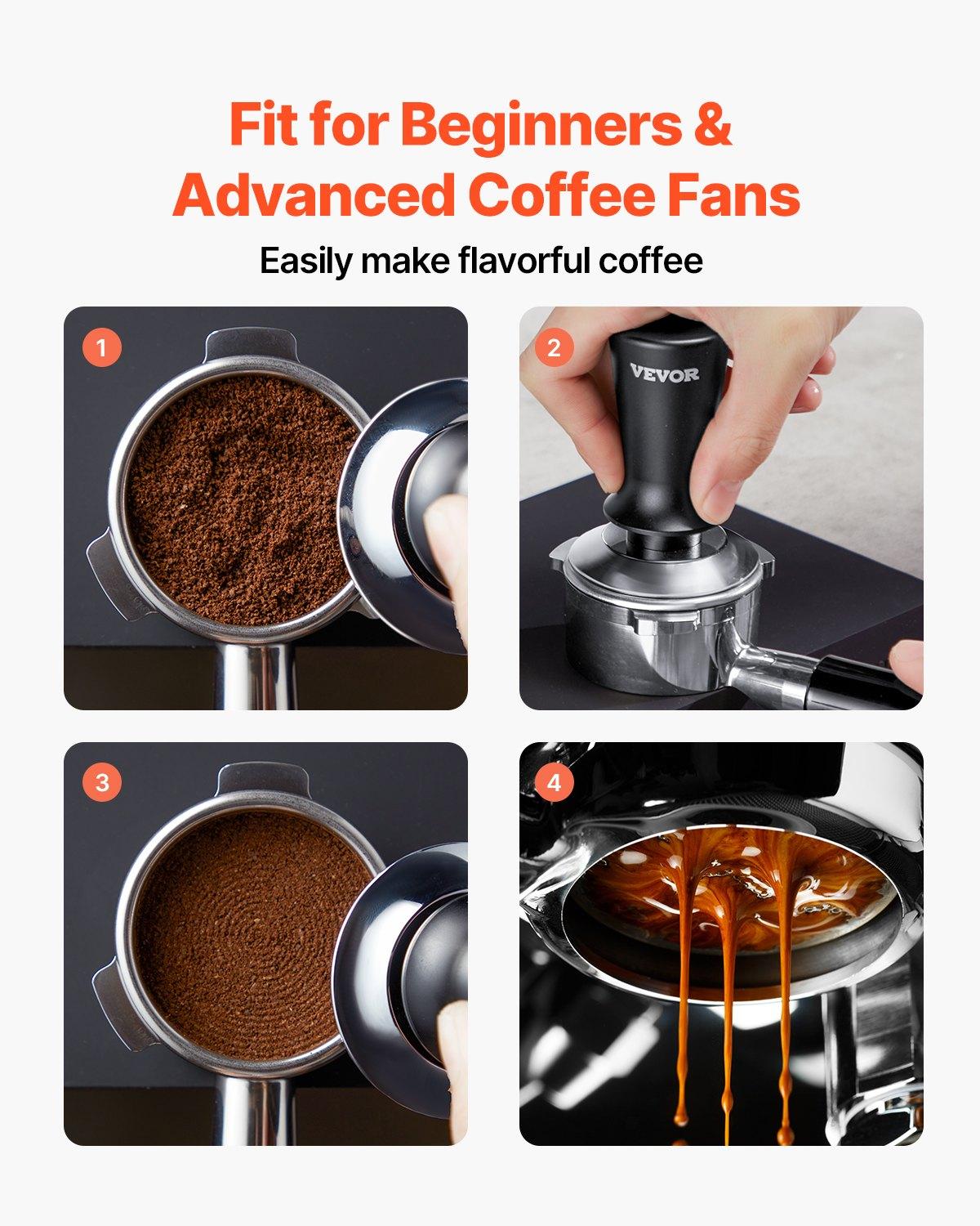 VEVOR Espresso Tamper 51mm, Spring Loaded Coffee Tamper, 30 lbs Tamper Tool Espresso, Stainless Tamper with Non-Slip Grip VEVOR Espresso Tamper 51mm, Spring Loaded Coffee Tamper, 30 lbs Tamper Tool Espresso, Stainless Tamper with Non-Slip Grip
