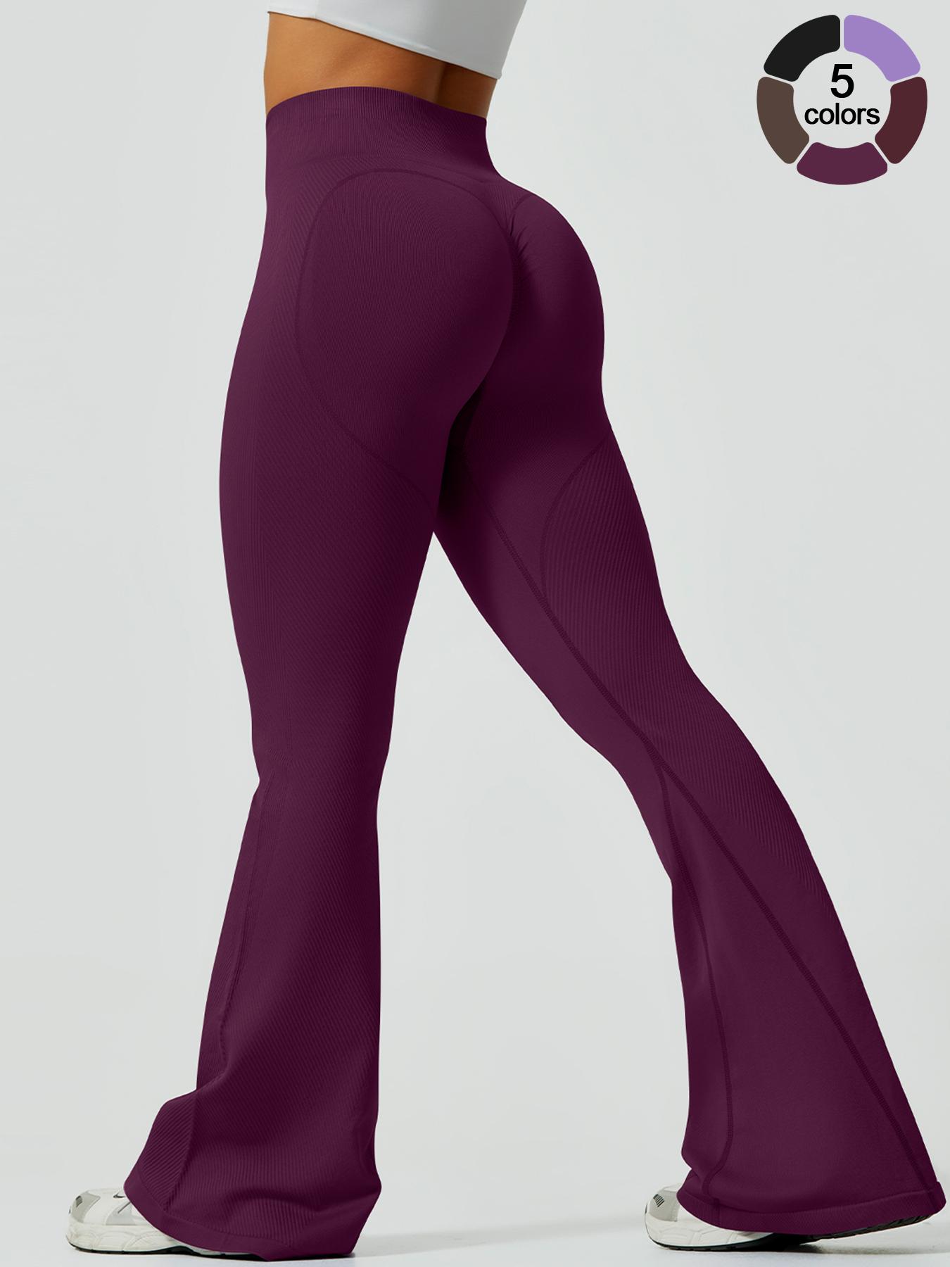 Women's Solid Color Flare Leg Sports Leggings, Comfy Breathable High Waist Bell Bottom Yoga Leggings, Ladies Sportswear for Indoor Outdoor Wear, Flared Yoga Bottoms