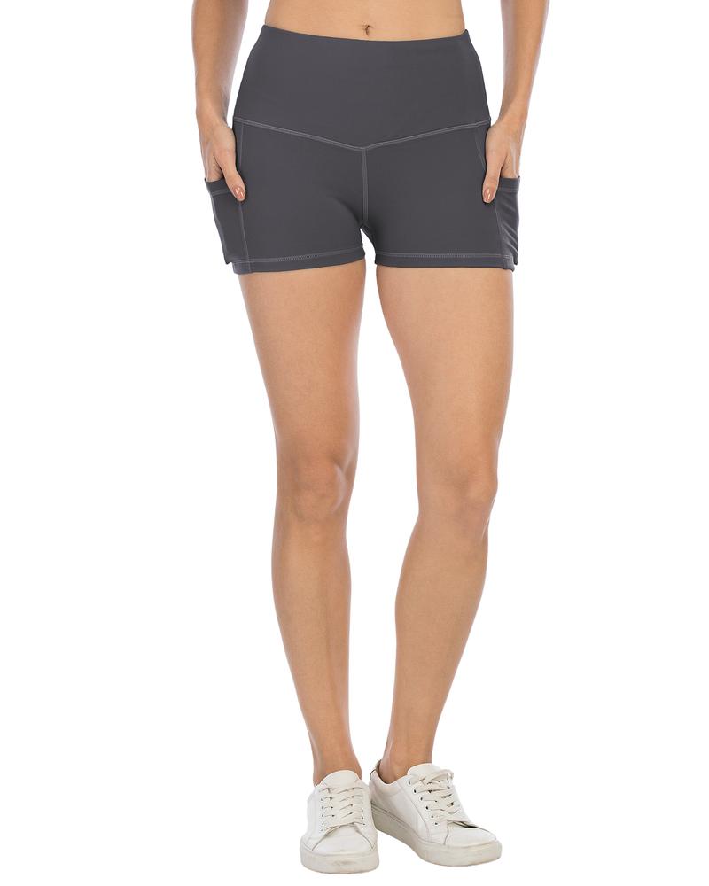 CHRLEISURE 5PCS  Women's Shorts With Pockets High Waisted Bikershorts For Exercise & Yoga Shorts Leggings Gym Bikershorts