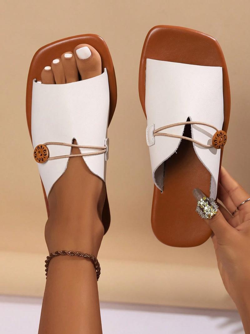 Women's Fashionable Plain Color Slides, Casual Comfortable Flat Sandals for Beach, Fashionable Shoes for Daily Wear, Girl, Lightweight Sandal