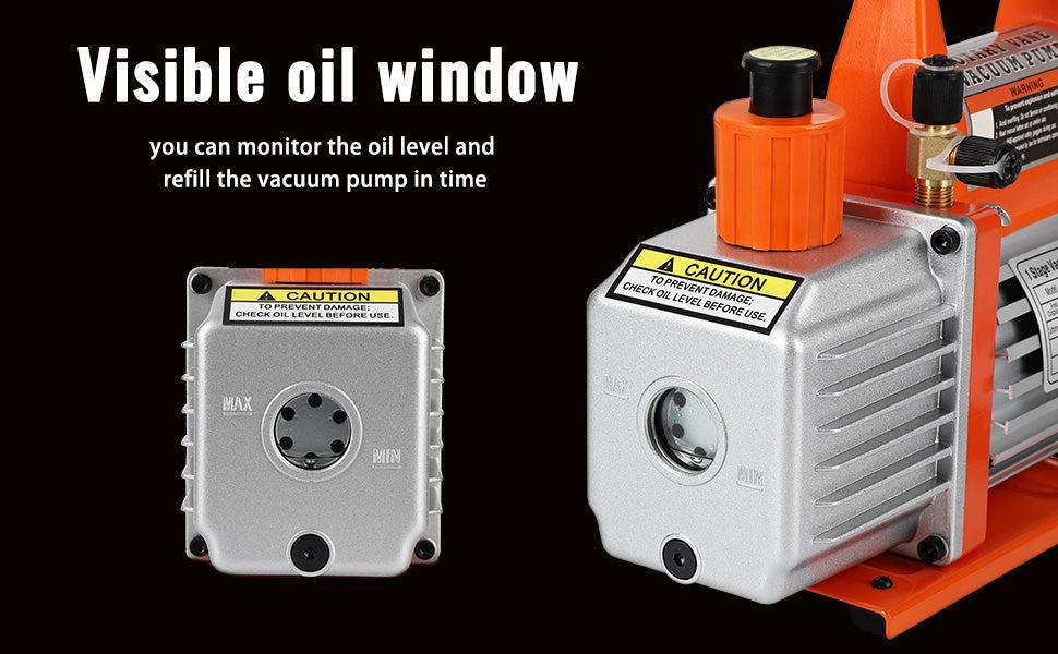 GARVEEVersatile GARVEE Rotary Vane Vacuum Pumps: Choose from 3.5CFM to 5CFM, 1/4HP to 1/2HP, Ideal for HVAC, Refrigeration Maintenance, Resin Degassing, and Vacuum Packaging with Oil Bottle for R12, R22, R134a, R410a.