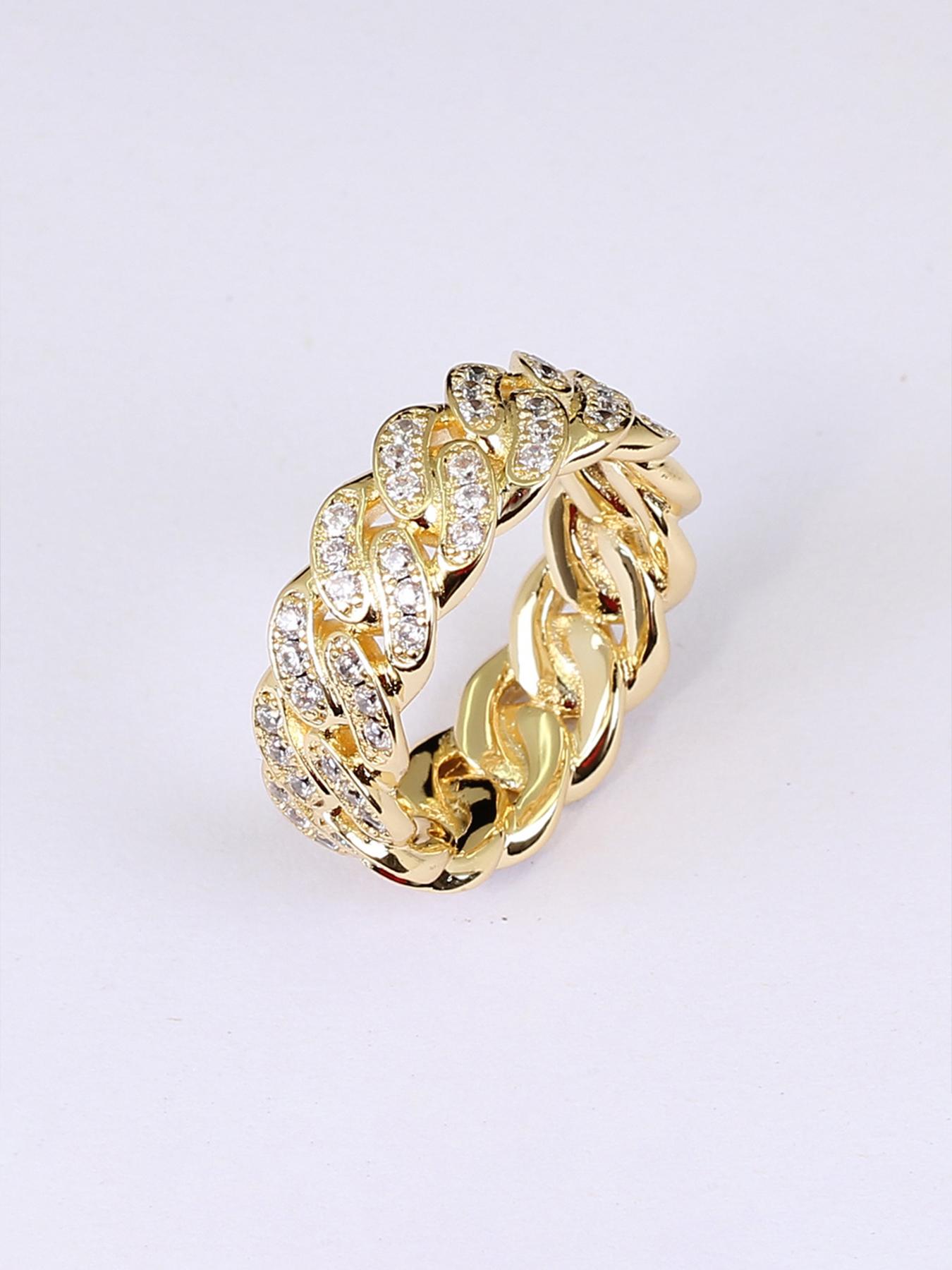 1PC ICED CHICS Double-row Zircon hip-hop ring, Cubic Zirconia Rings, full of zircon to enhance your temperament, street casual style, fashionable and versatile, birthday gift, perfect for gifting.