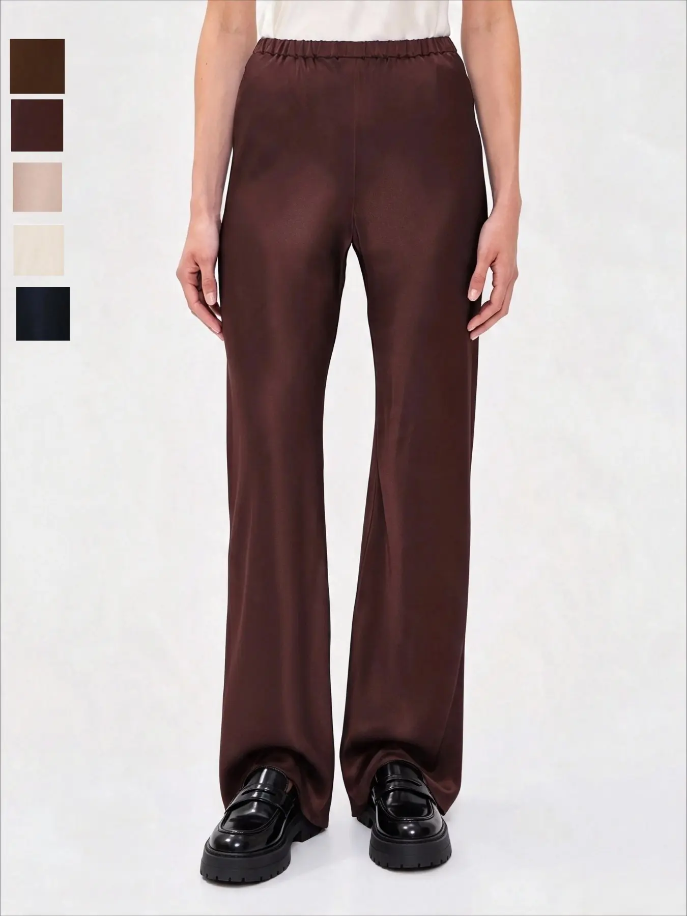Fashion Casual Street Style High-Waist Wide-Leg Pants, Elastic Waist Solid Color Long Pants for All Seasons, Women's Daily Wear