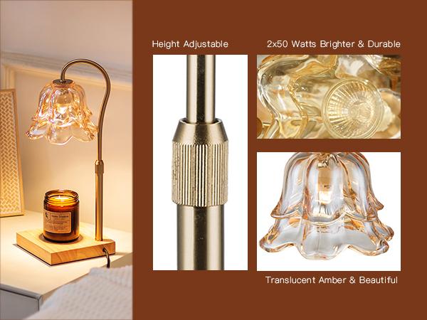 Candle Warmer Lamp, Lily of the Valley Flower Lamp, Height Adjustable with Timer, 2 Bulbs Included, Flameless Fragrance Lamp for Home Bedroom Decor, Ideal Gift for Mom Birthday Mother's Day