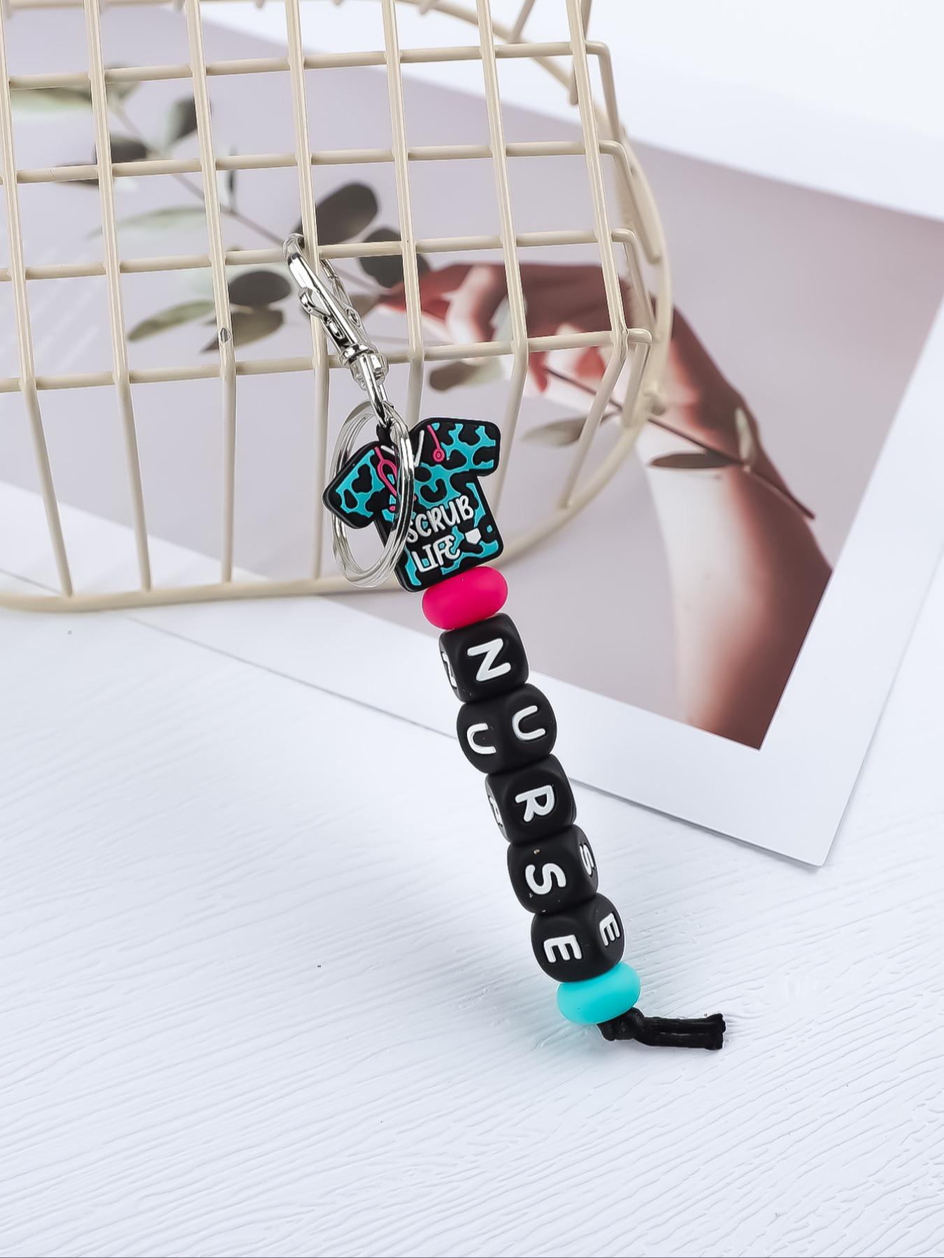 Cute Beaded Design Keychain, Novelty Keychain for Women & Men, Stylish Keychain, Fashion Accessories for Daily Bag, Key Decor, Thoughtful Gifts for Healthcare Workers, Handmade Keychain