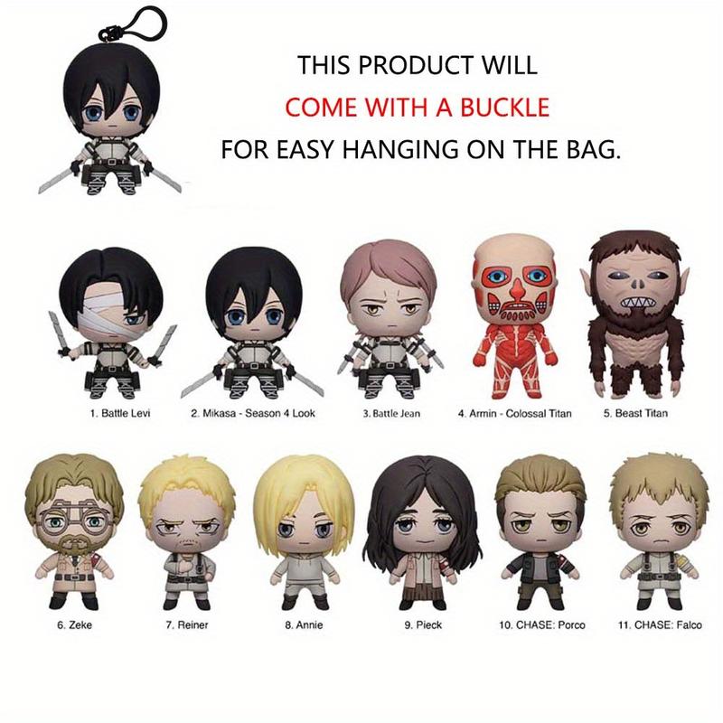 ATTACK ON TITAN Officially Licensed 3D Cartoon Anime Characters Series 3 Mystery Blind Box Keychain Eren JägerMikasa Ackerman Exquisite Collectibles for Friends Family Couples Birthday