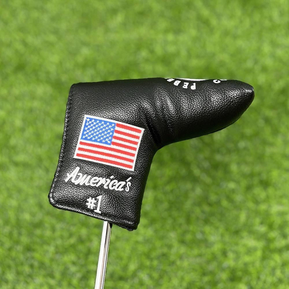 Premium Leather Golf Putter Cover Pebble Beach Golf Putter Headcover American Flag Golf Headcover Golf Putter ProtectorGolf Accessories for Men Golf Gift for Golfers Waterproof Golf Putter Cover