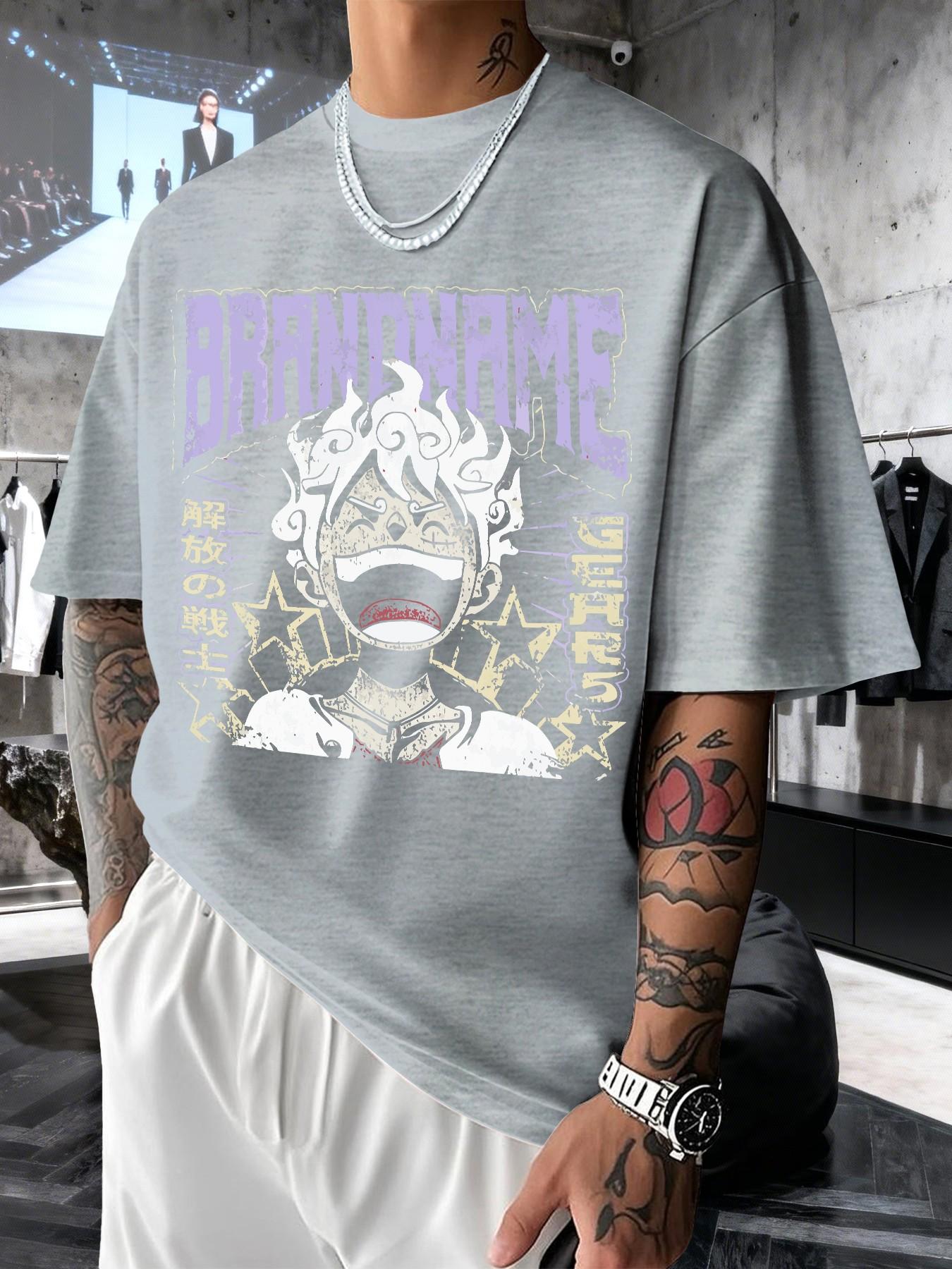 Men's Retro Anime Print T-Shirt, Casual Short Sleeve Top, Comfortable Round Neck, Slim Fit, Spring Summer Fashion, Streetwear Style