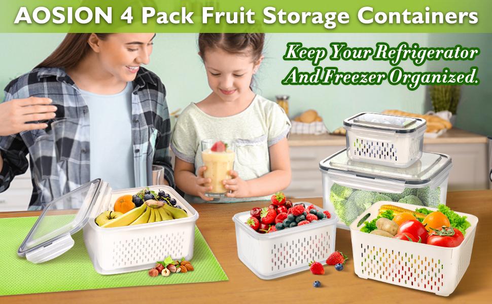 8 Pieces Fruit Storage Containers For Fridge, Large Produce Saver Berry Lettuce Containers For Refrigerator Organizers Bins, Fruit Vegetable Food Storage Containers With Lids & Colanders